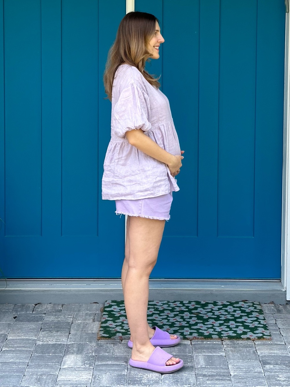 Lavender purple linen maternity blouse - Angel Maternity